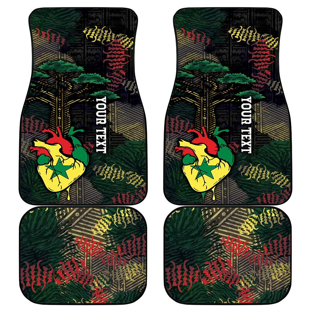 Personalized Senegal Car Mats Heart Baobab Art Grunge Style