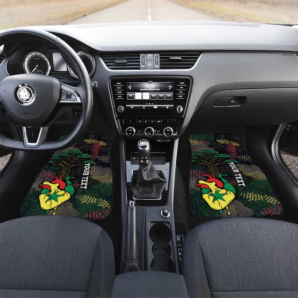Personalized Senegal Car Mats Heart Baobab Art Grunge Style