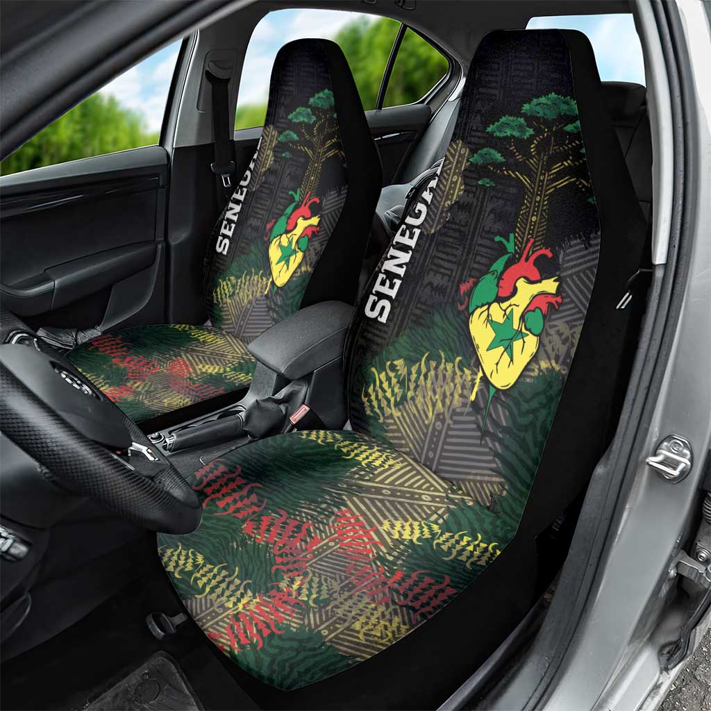 Senegal Car Seat Cover Heart Baobab Art Grunge Style