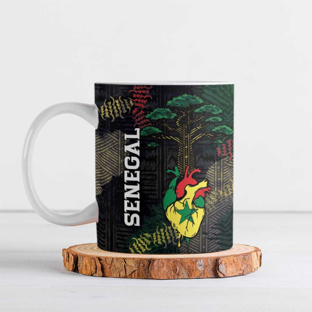 Personalized Senegal Ceramic Mug Heart Baobab Art Grunge Style