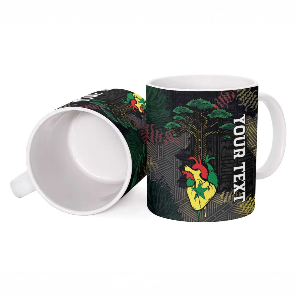 Personalized Senegal Ceramic Mug Heart Baobab Art Grunge Style