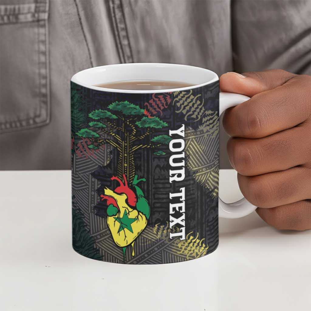 Personalized Senegal Ceramic Mug Heart Baobab Art Grunge Style