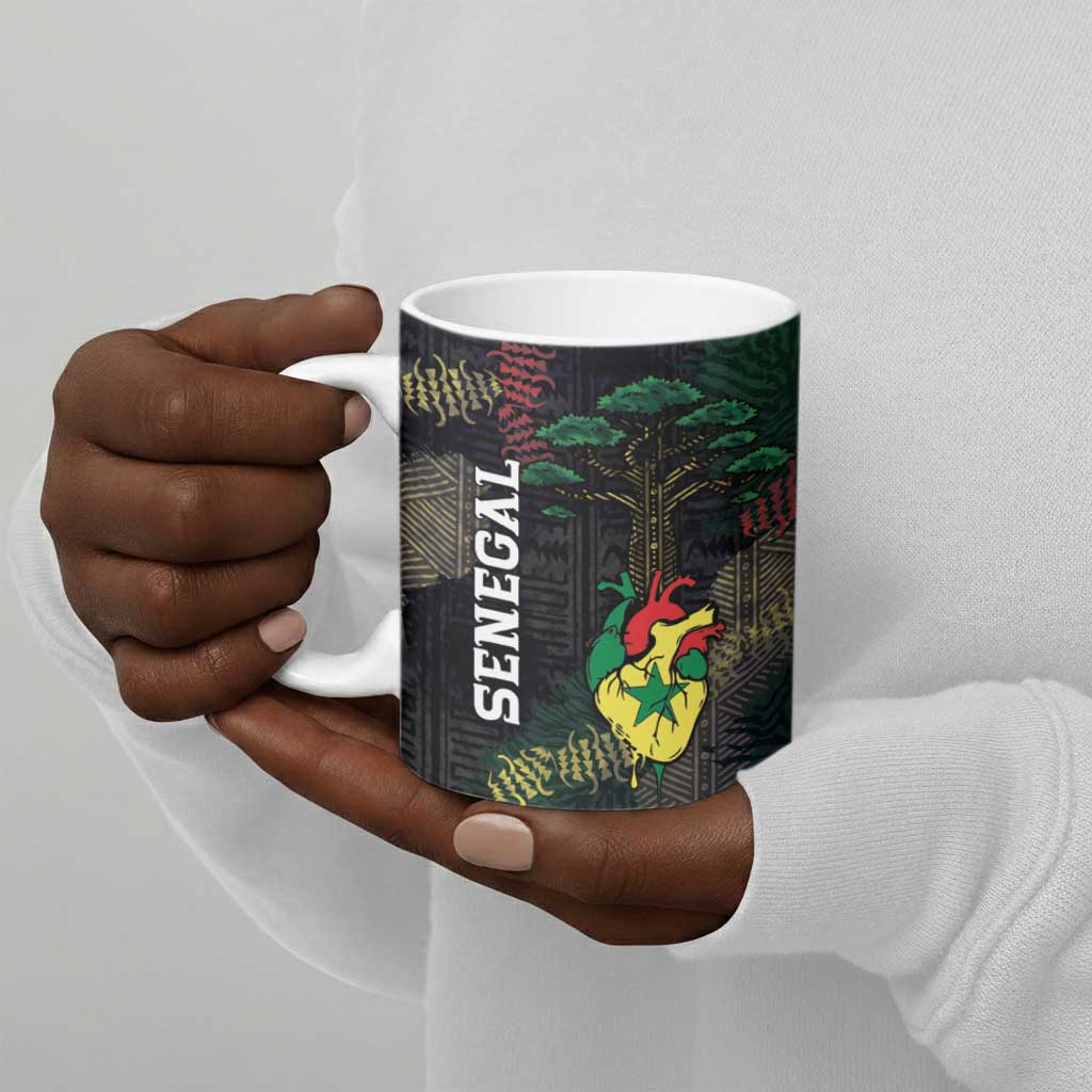 Personalized Senegal Ceramic Mug Heart Baobab Art Grunge Style