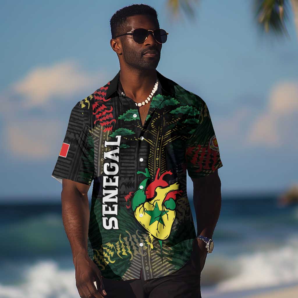 Personalized Senegal Hawaiian Shirt Heart Baobab Art Grunge Style