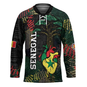 Personalized Senegal Hockey Jersey Heart Baobab Art Grunge Style