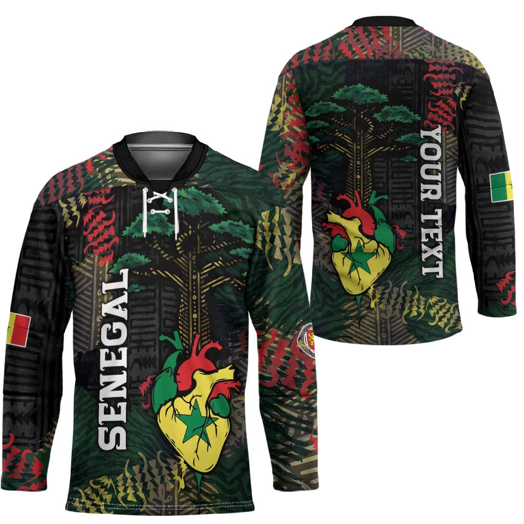 Personalized Senegal Hockey Jersey Heart Baobab Art Grunge Style