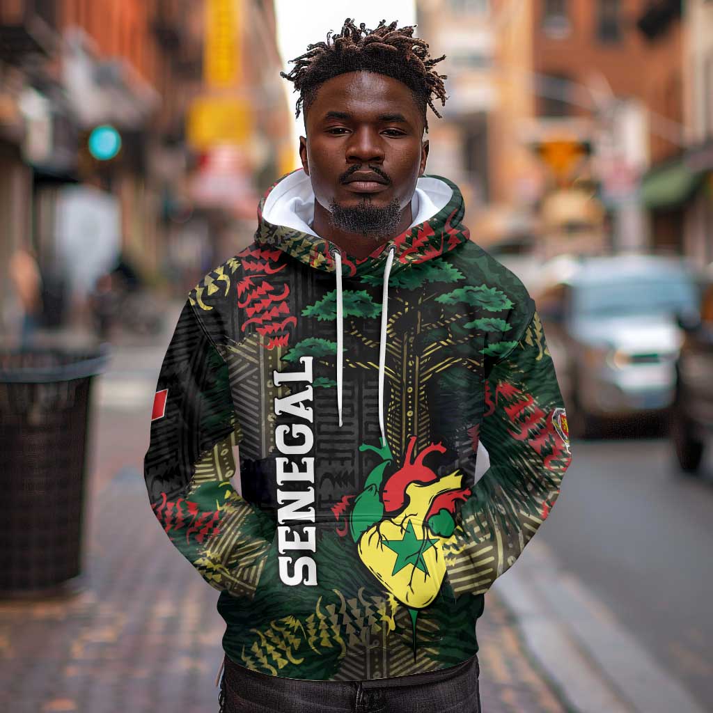 Personalized Senegal Hoodie Heart Baobab Art Grunge Style