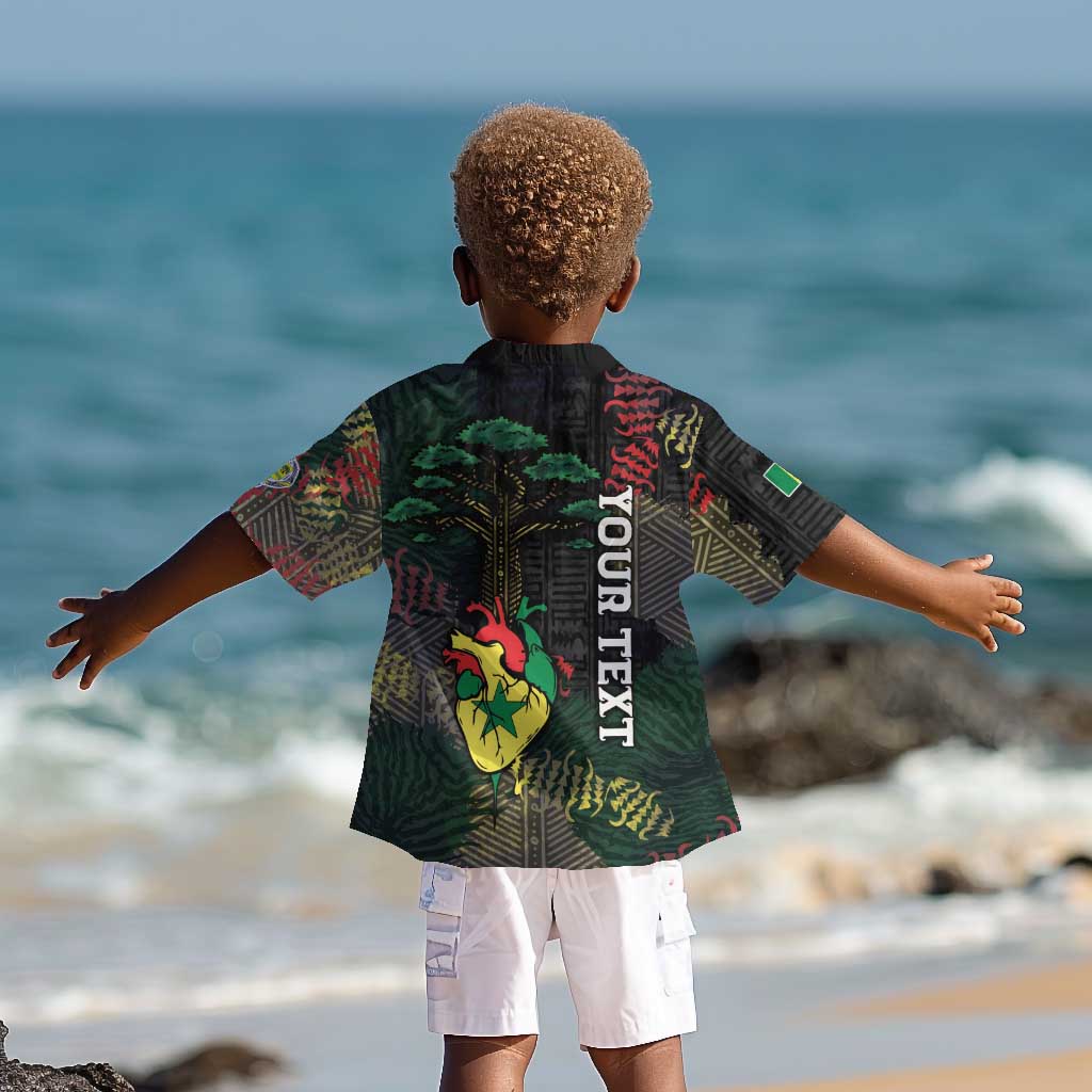 Personalized Senegal Kid Hawaiian Shirt Heart Baobab Art Grunge Style