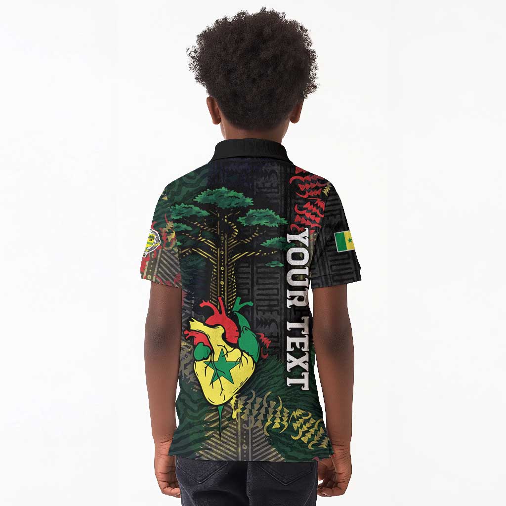 Personalized Senegal Kid Polo Shirt Heart Baobab Art Grunge Style
