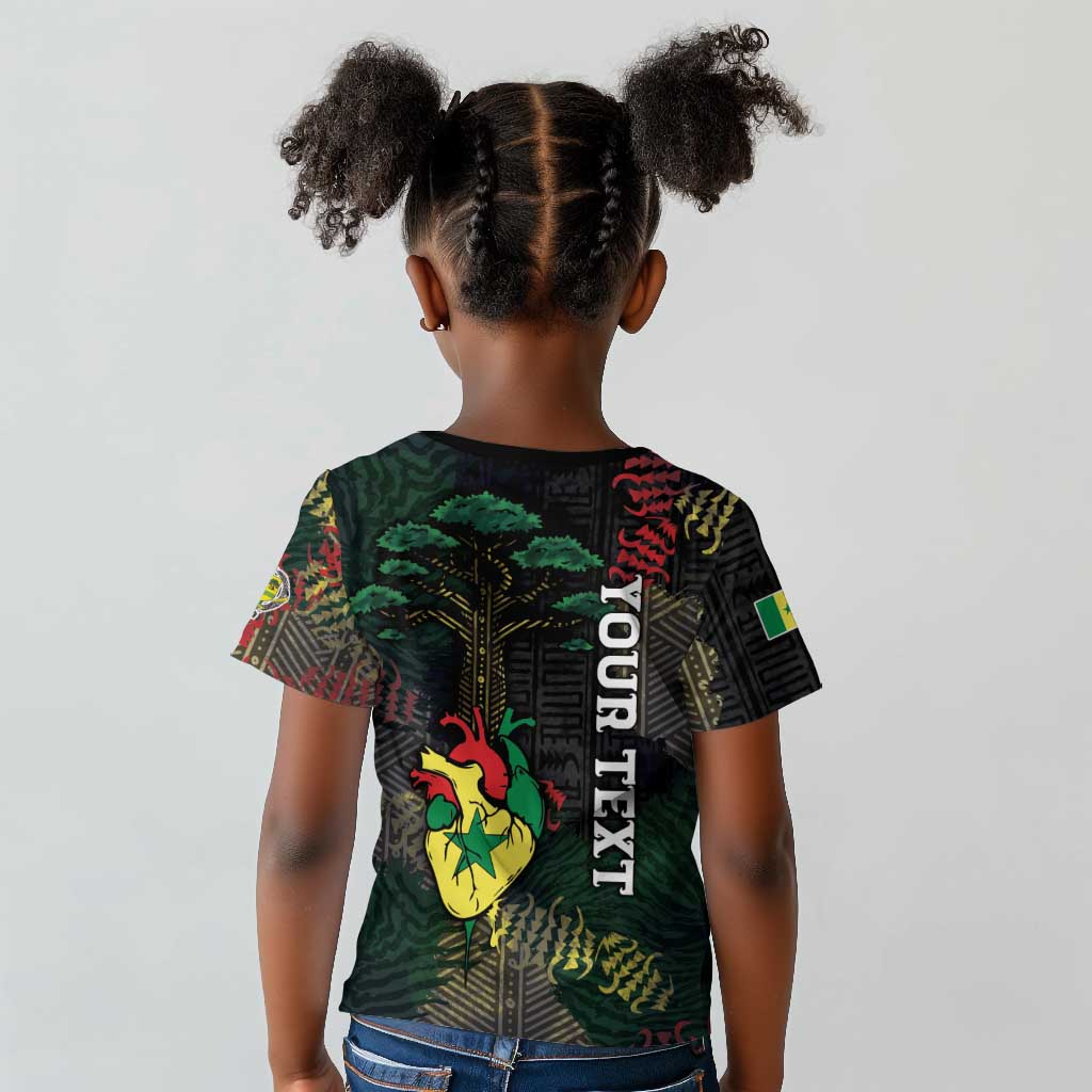 Personalized Senegal Kid T shirt Heart Baobab Art Grunge Style
