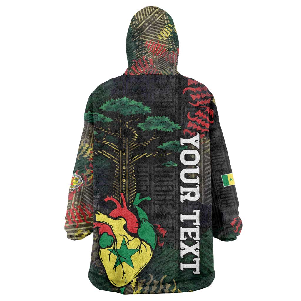 Personalized Senegal Kid Wearable Blanket Hoodie Heart Baobab Art Grunge Style