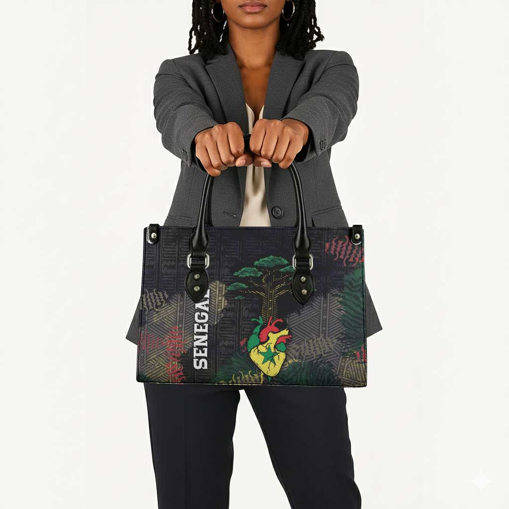 Senegal Leather Bag Heart Baobab Art Grunge Style