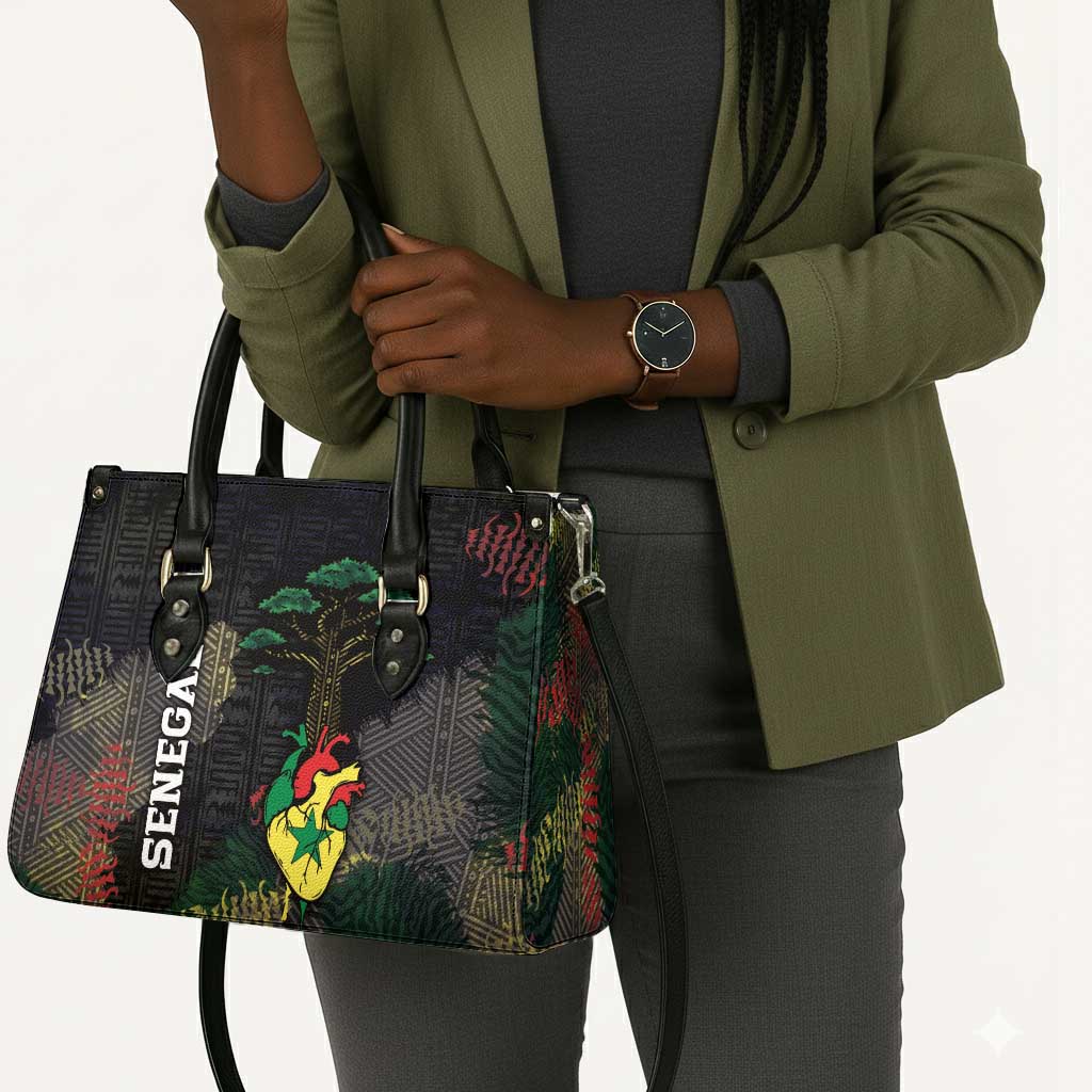 Senegal Leather Bag Heart Baobab Art Grunge Style
