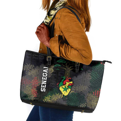 Senegal Leather Tote Bag Heart Baobab Art Grunge Style