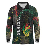 Personalized Senegal Long Sleeve Polo Shirt Heart Baobab Art Grunge Style