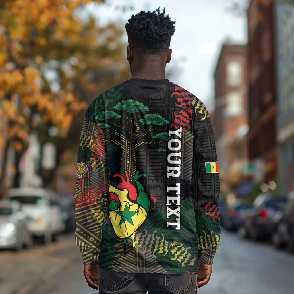 Personalized Senegal Long Sleeve Shirt Heart Baobab Art Grunge Style
