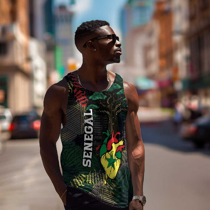 Personalized Senegal Men Tank Top Heart Baobab Art Grunge Style