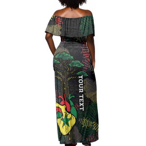Personalized Senegal Off Shoulder Maxi Dress Heart Baobab Art Grunge Style