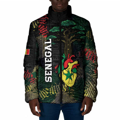 Personalized Senegal Padded Jacket Heart Baobab Art Grunge Style
