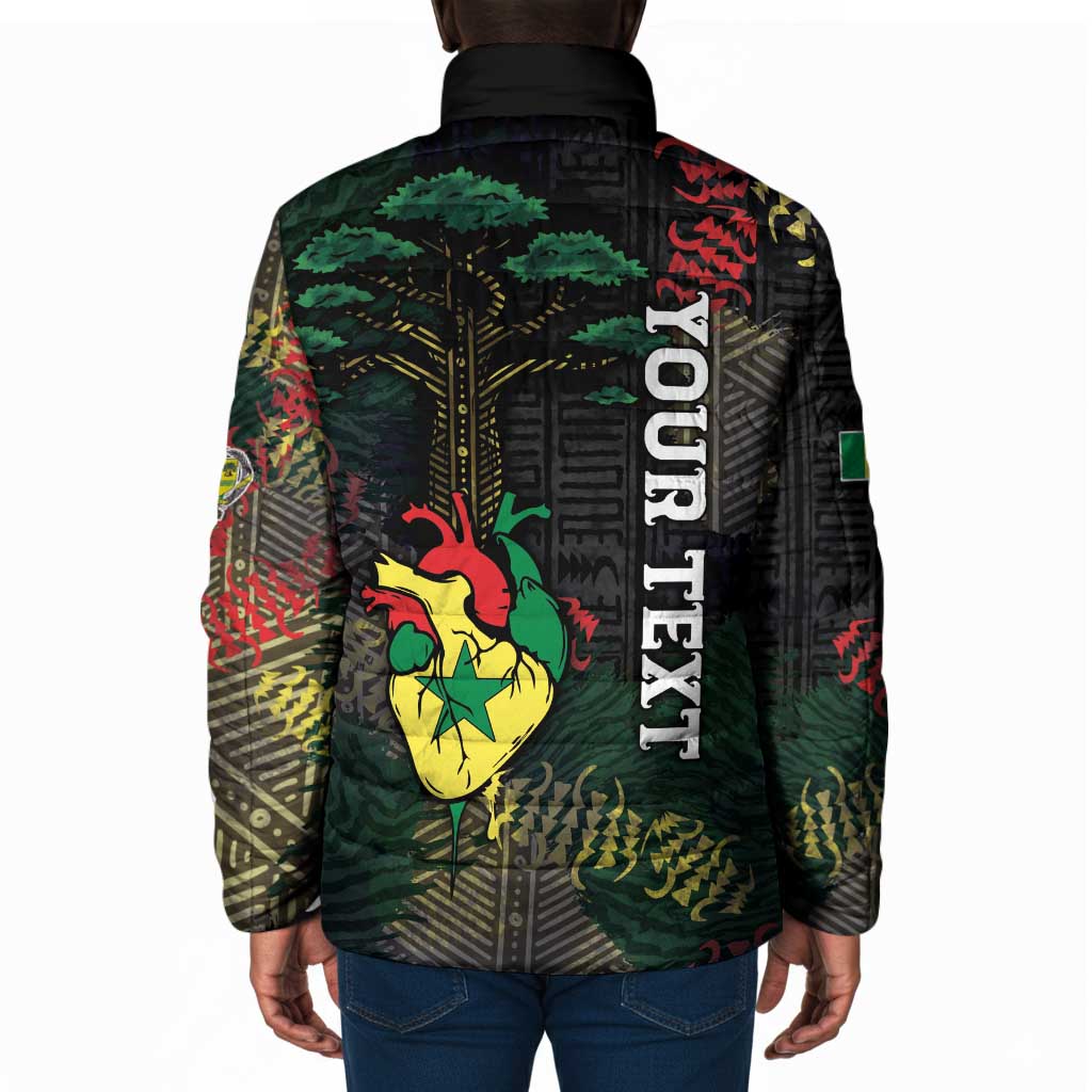 Personalized Senegal Padded Jacket Heart Baobab Art Grunge Style