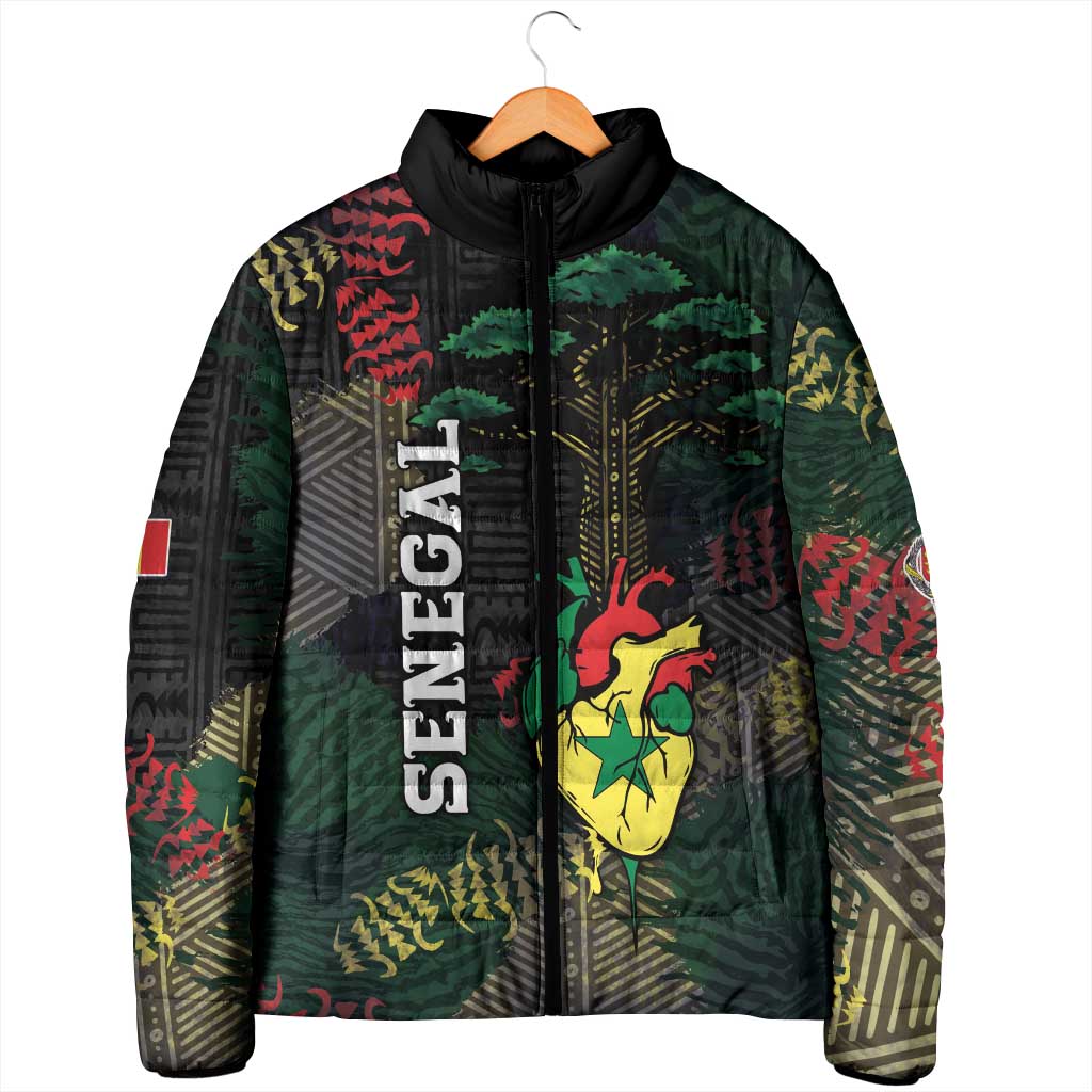 Personalized Senegal Padded Jacket Heart Baobab Art Grunge Style