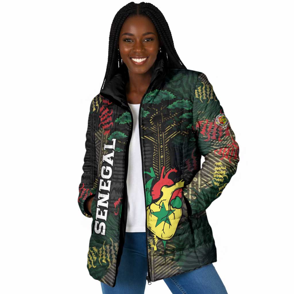 Personalized Senegal Padded Jacket Heart Baobab Art Grunge Style