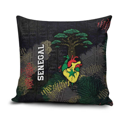 Senegal Pillow Cover Heart Baobab Art Grunge Style