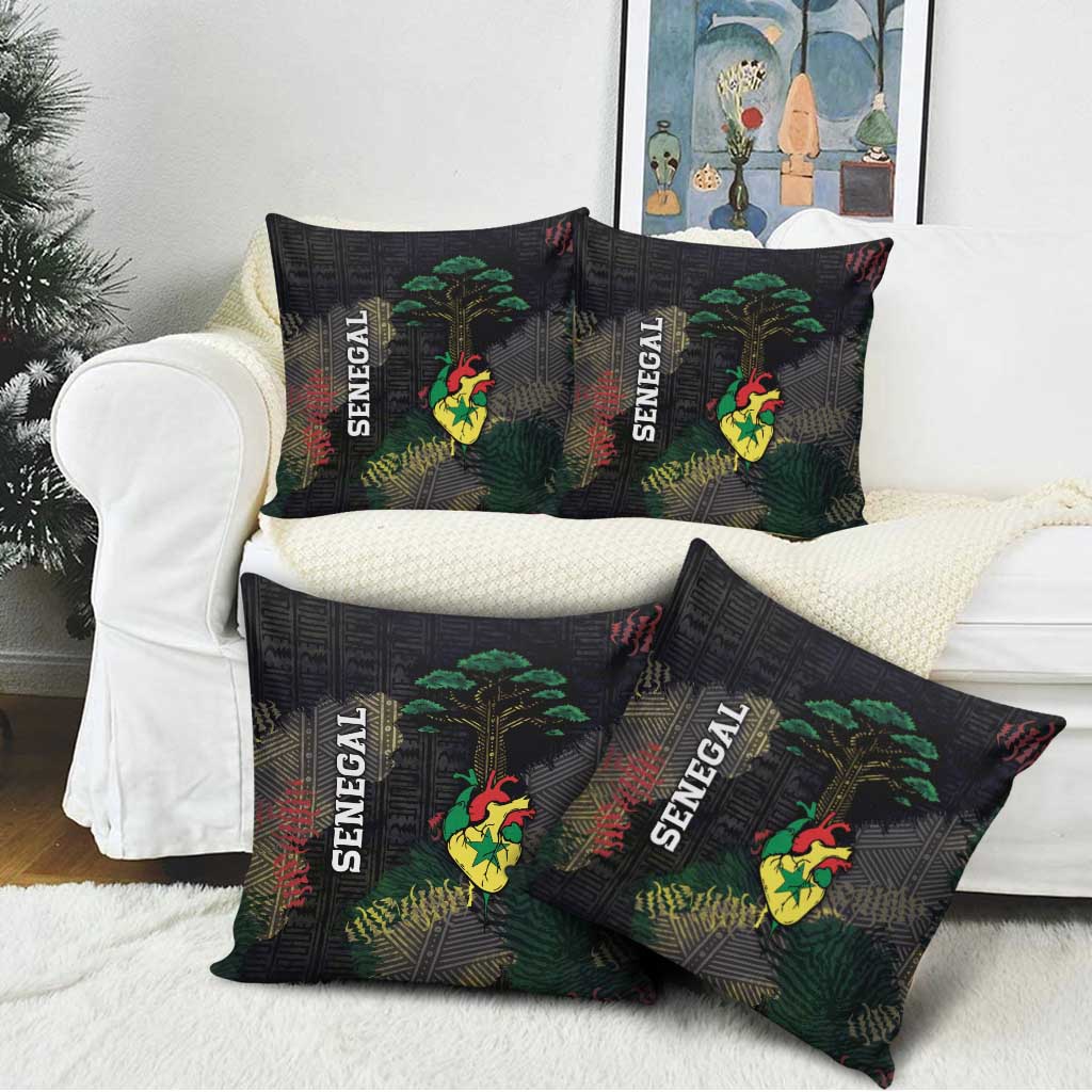Senegal Pillow Cover Heart Baobab Art Grunge Style
