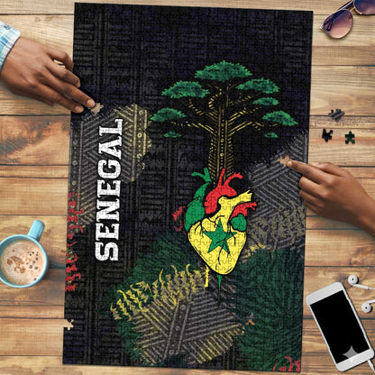 Senegal Puzzle Heart Baobab Art Grunge Style