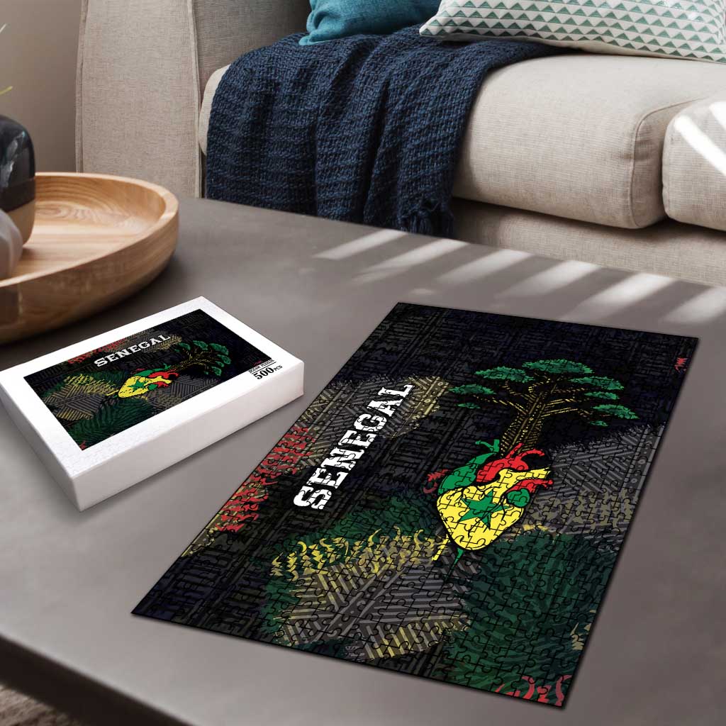 Senegal Puzzle Heart Baobab Art Grunge Style