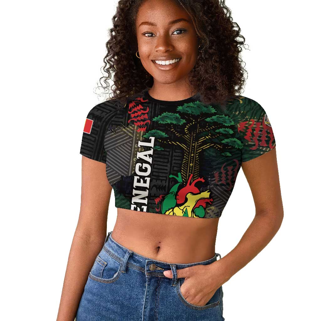 Personalized Senegal Raglan Cropped T shirt Heart Baobab Art Grunge Style