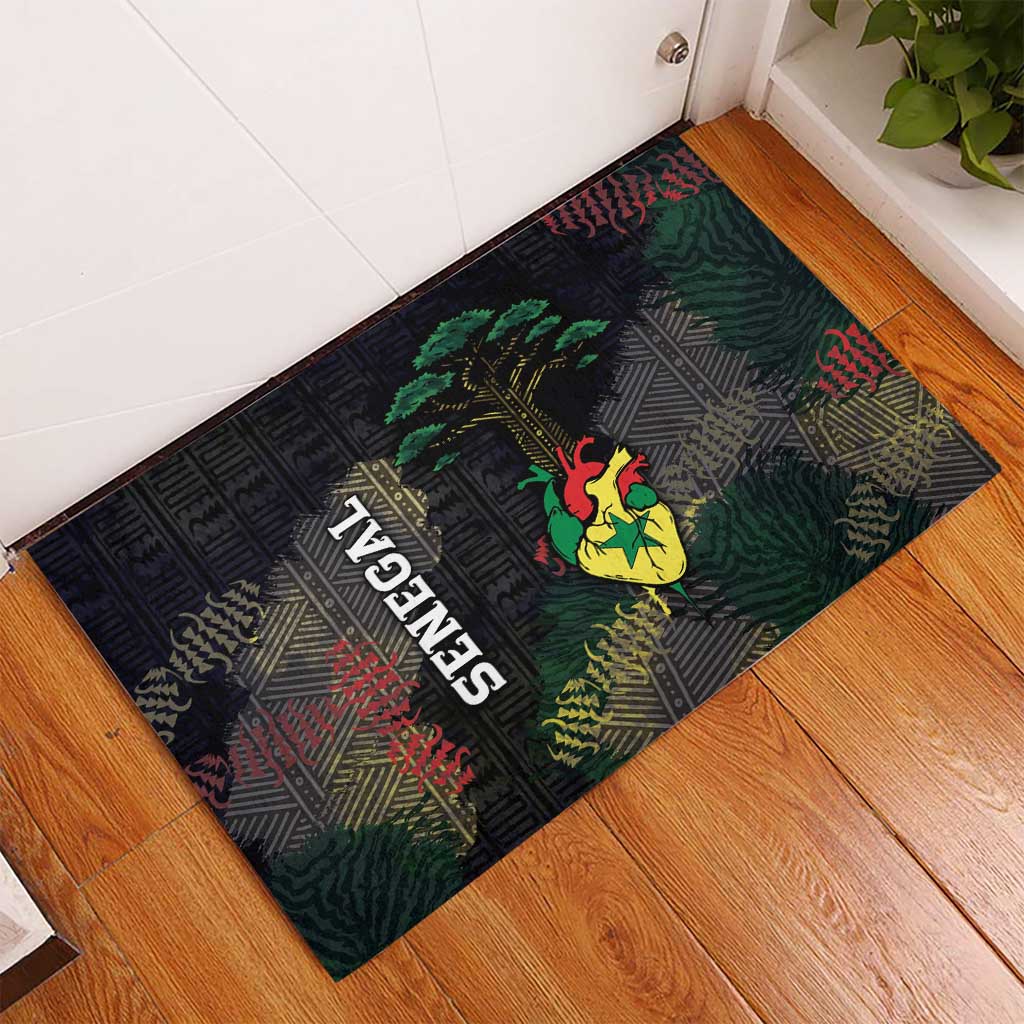 Senegal Rubber Doormat Heart Baobab Art Grunge Style