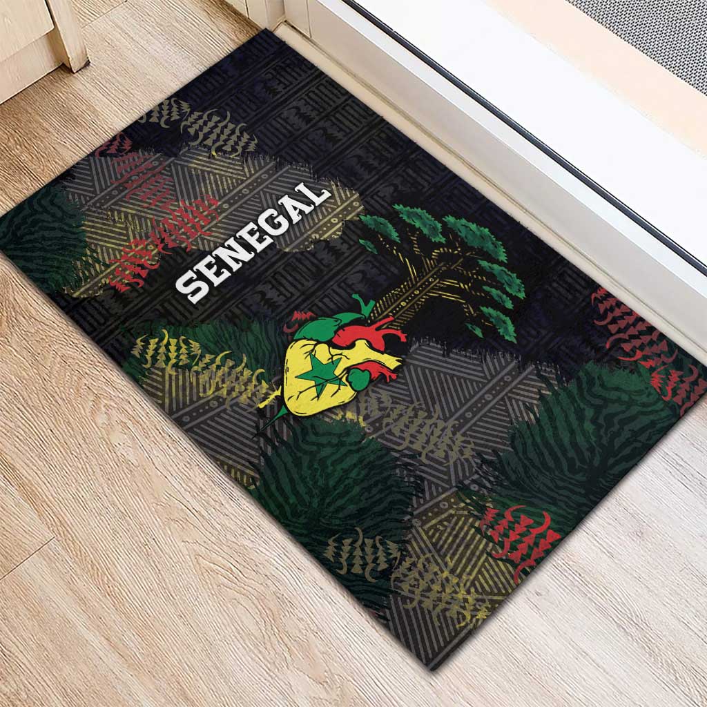 Senegal Rubber Doormat Heart Baobab Art Grunge Style