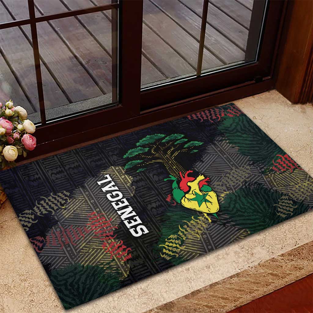 Senegal Rubber Doormat Heart Baobab Art Grunge Style