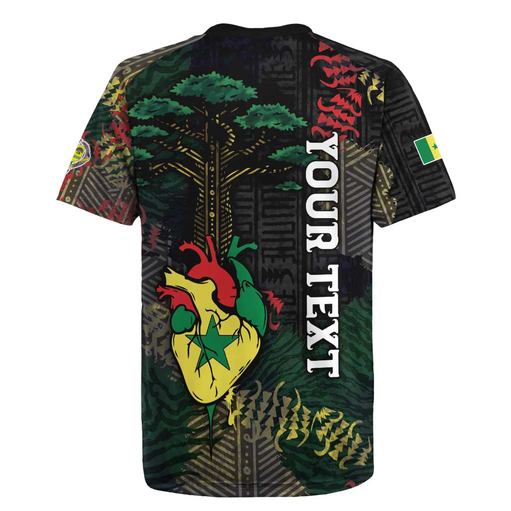 Personalized Senegal Rugby Jersey Heart Baobab Art Grunge Style