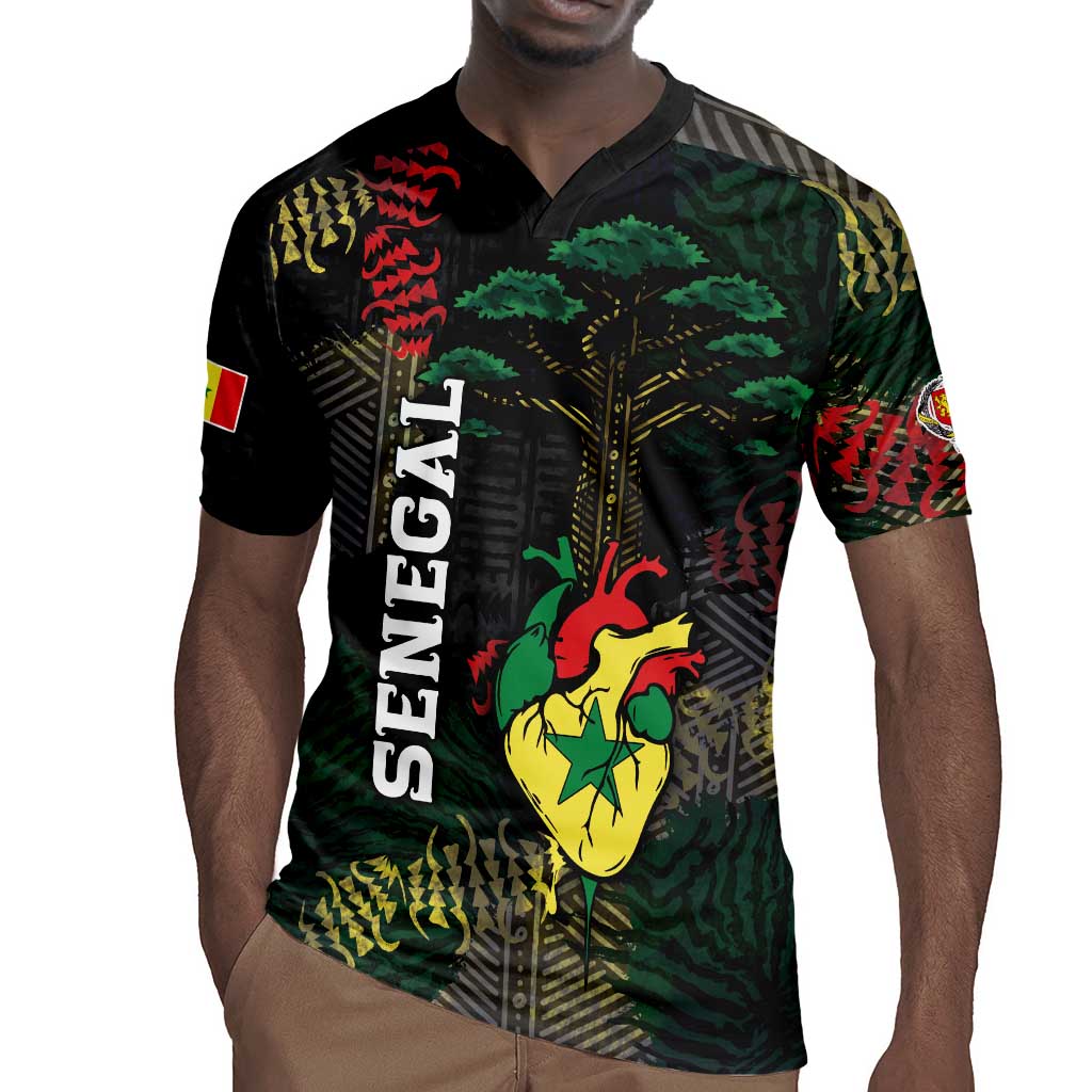Personalized Senegal Rugby Jersey Heart Baobab Art Grunge Style