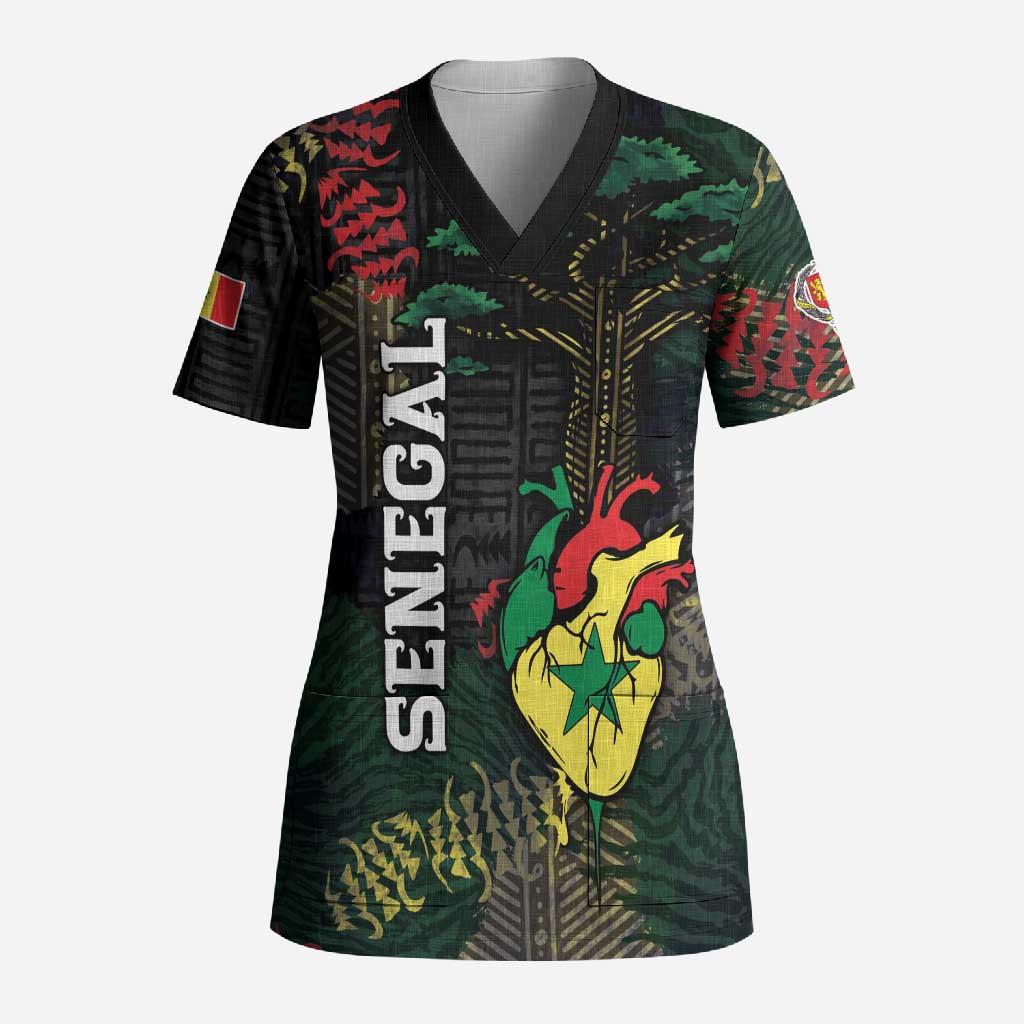 Personalized Senegal Scrub Top Heart Baobab Art Grunge Style