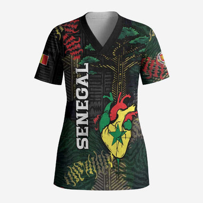 Personalized Senegal Scrub Top Heart Baobab Art Grunge Style
