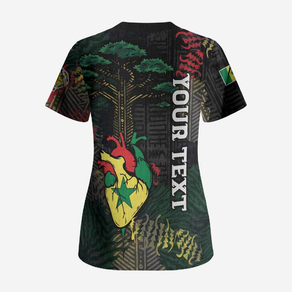 Personalized Senegal Scrub Top Heart Baobab Art Grunge Style