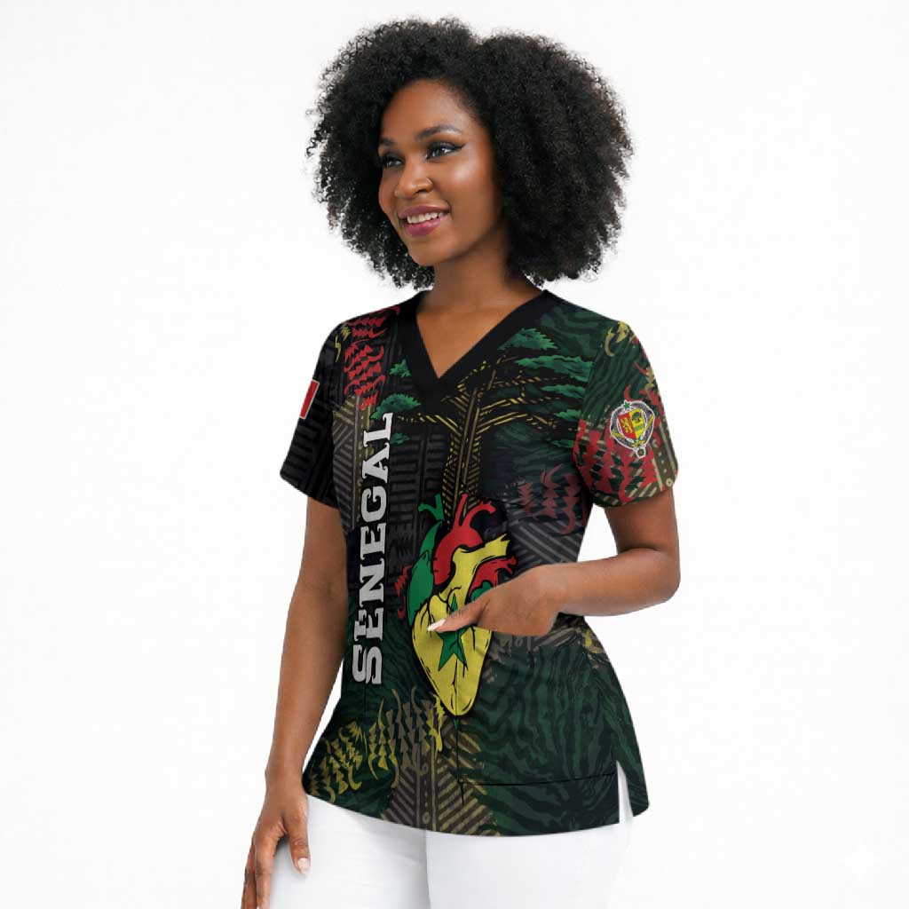Personalized Senegal Scrub Top Heart Baobab Art Grunge Style