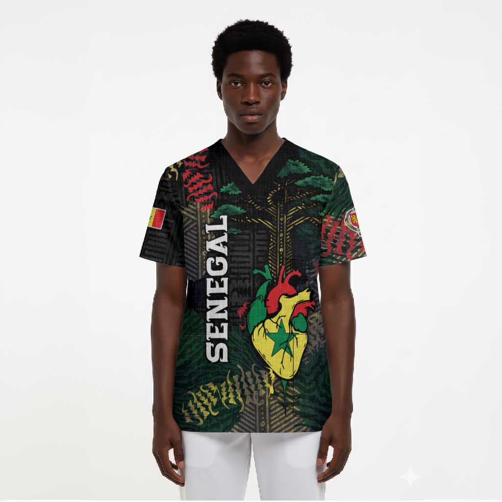 Personalized Senegal Scrub Top Heart Baobab Art Grunge Style