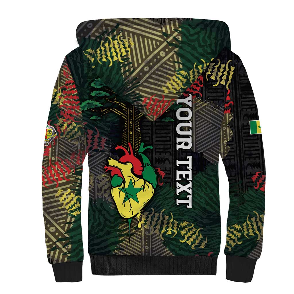 Personalized Senegal Sherpa Hoodie Heart Baobab Art Grunge Style