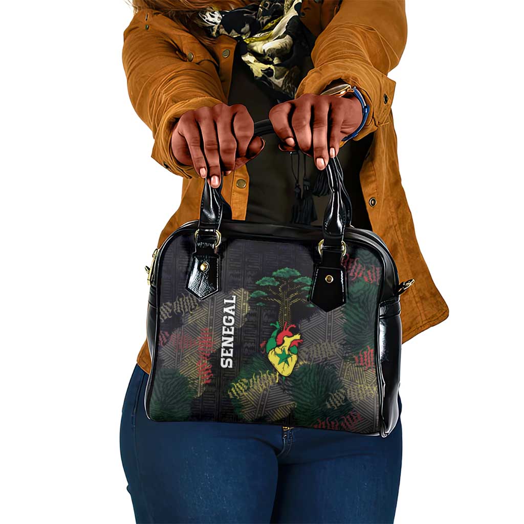 Senegal Shoulder Handbag Heart Baobab Art Grunge Style
