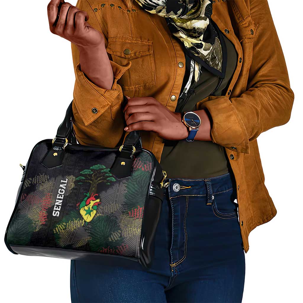 Senegal Shoulder Handbag Heart Baobab Art Grunge Style