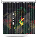 Senegal Shower Curtain Heart Baobab Art Grunge Style