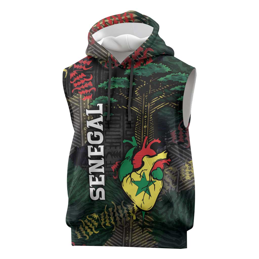 Personalized Senegal Sleeveless Hoodie Heart Baobab Art Grunge Style