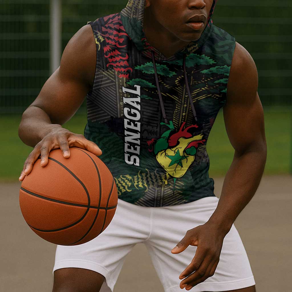 Personalized Senegal Sleeveless Hoodie Heart Baobab Art Grunge Style