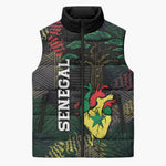 Personalized Senegal Sleeveless Puffer Jacket Heart Baobab Art Grunge Style