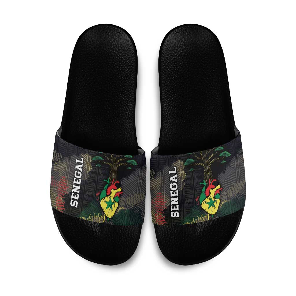 Senegal Slide Sandals Heart Baobab Art Grunge Style