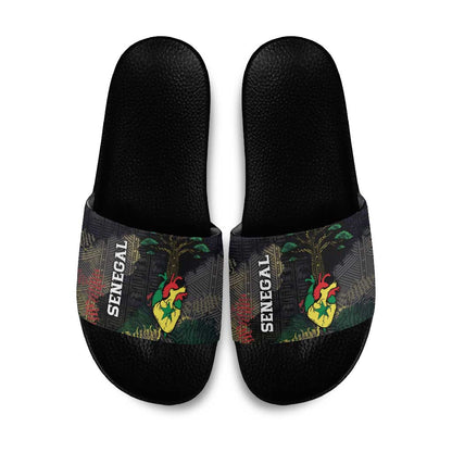 Senegal Slide Sandals Heart Baobab Art Grunge Style